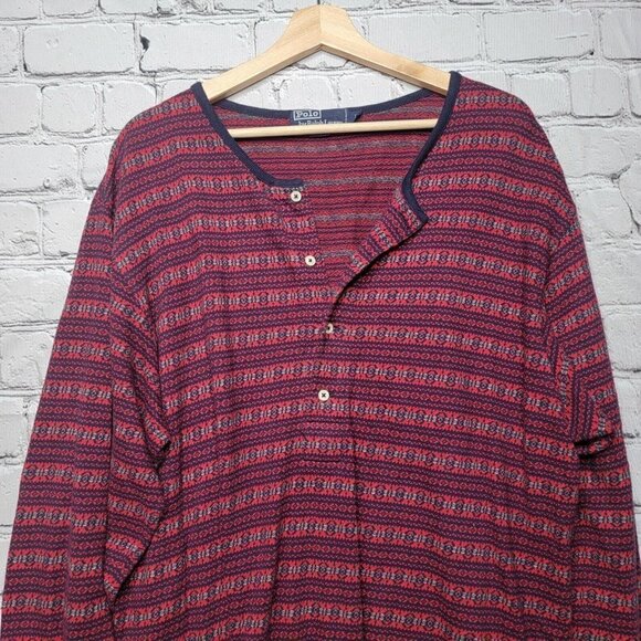 Vintage Polo By Ralph Lauren 100% Cotton Red Blue Sweater Size L - Picture 2 of 12